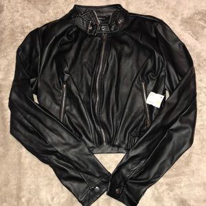 Black Biker Pleather Jacket